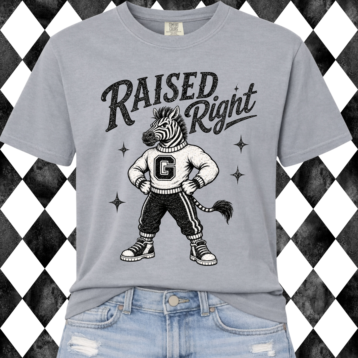 Retro Raised Right T-Shirt | Any Mascot • Any Color