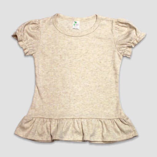 Girls Puff Short Sleeve Ruffle Hem Top - Kids Blank - DIY