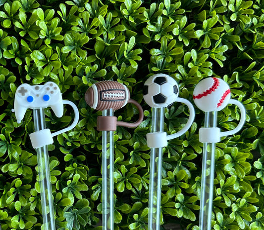 Sports and Gamer Straw Toppers Set of 6