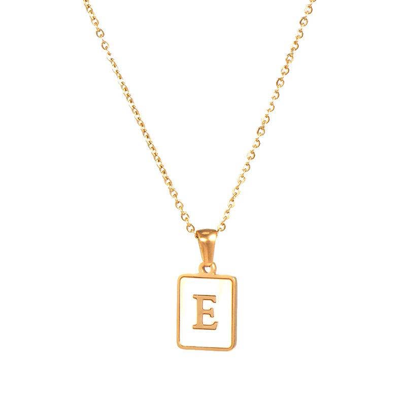 Square Initial 18K Gold-plated Stainless Steel Necklace -FGS