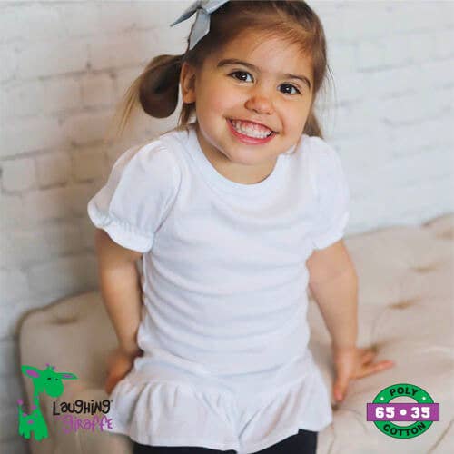 Girls Puff Short Sleeve Ruffle Hem Top - Kids Blank - DIY
