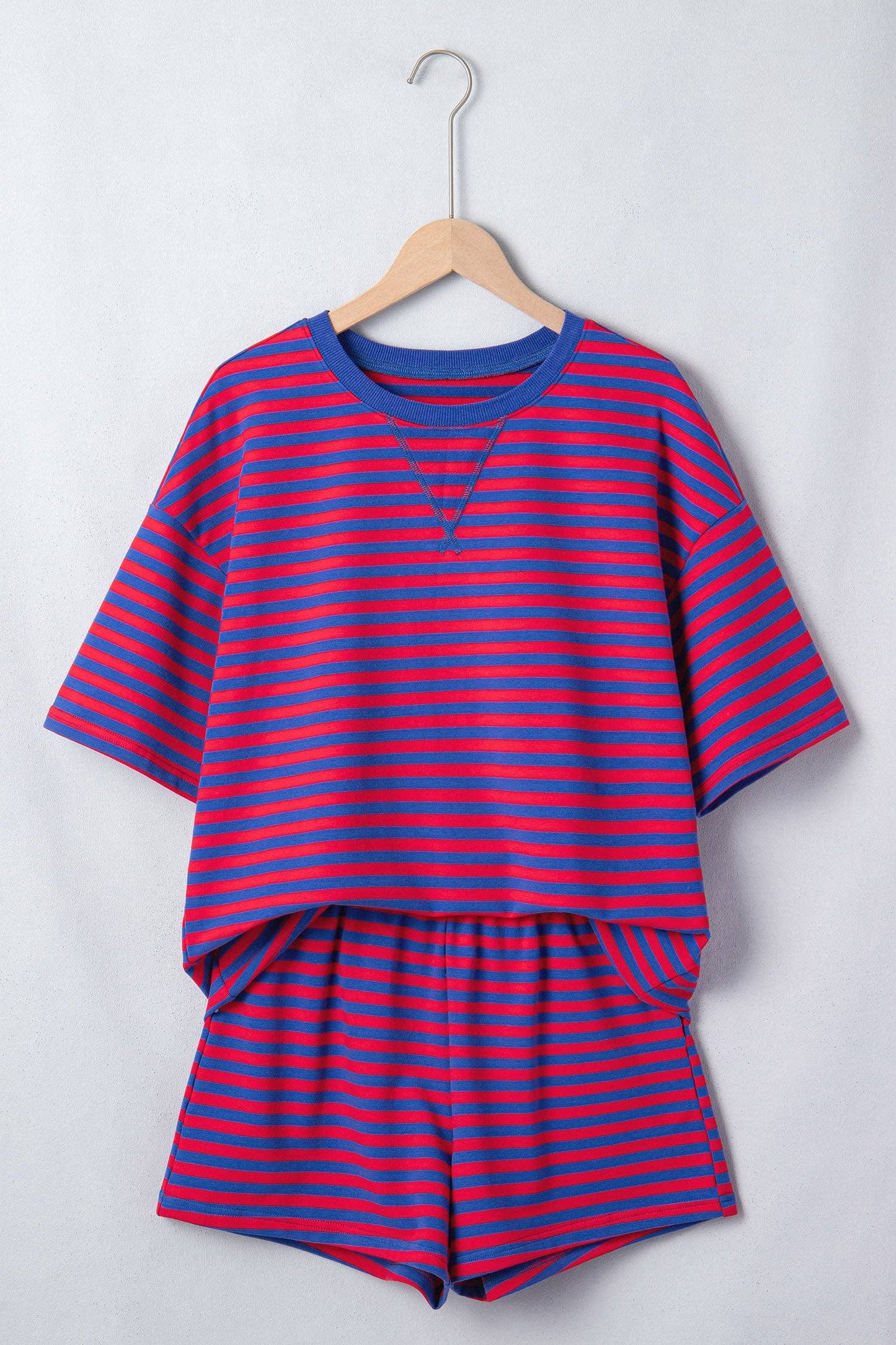 PRETTY BASH Stripe Short Sleeve Top & Short Set