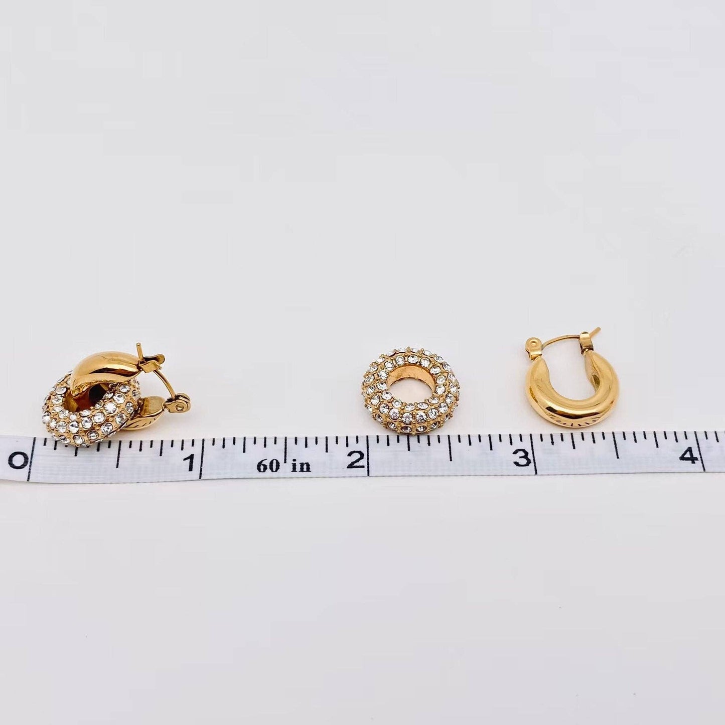 Cubic Zirconia Donut Design Huggie Earrings - FGS