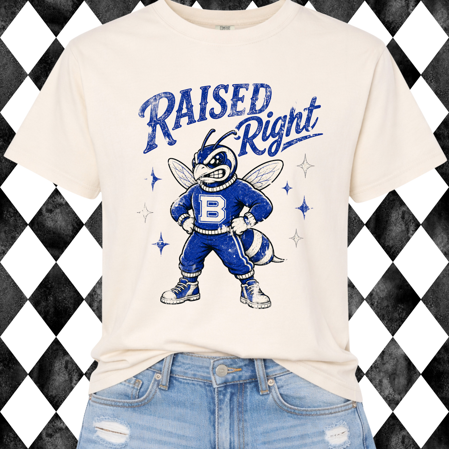 Retro Raised Right T-Shirt | Any Mascot • Any Color