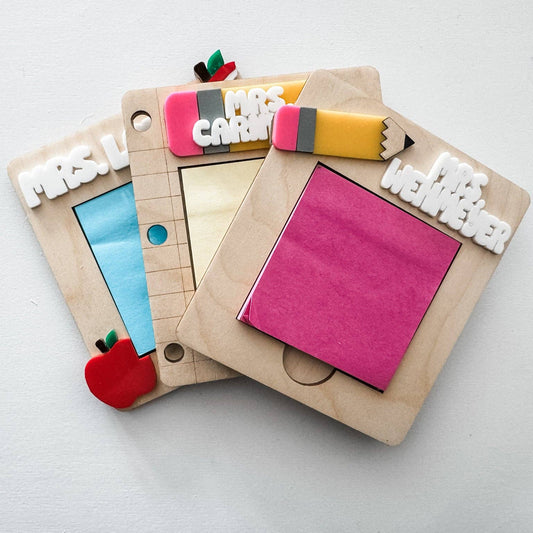 Personalized Teacher Post-it Note Holder – Custom 3x3 Sticky Note Organizer