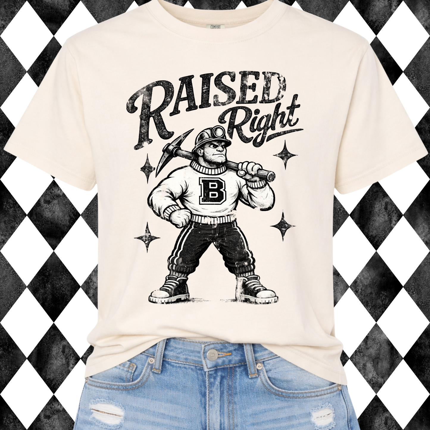 Retro Raised Right T-Shirt | Any Mascot • Any Color