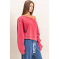 Raw Edge Acid Wash Off The Shoulder Sweatshirt