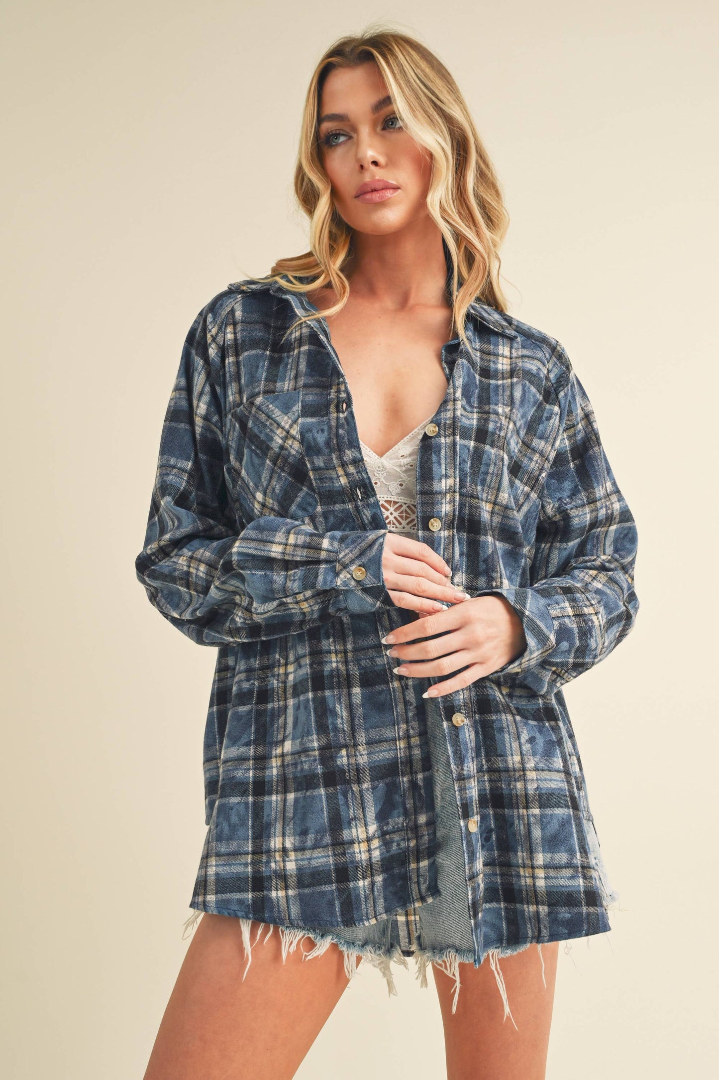 Laura Plaid Washed Flannel Shirt