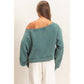 Raw Edge Acid Wash Off The Shoulder Sweatshirt