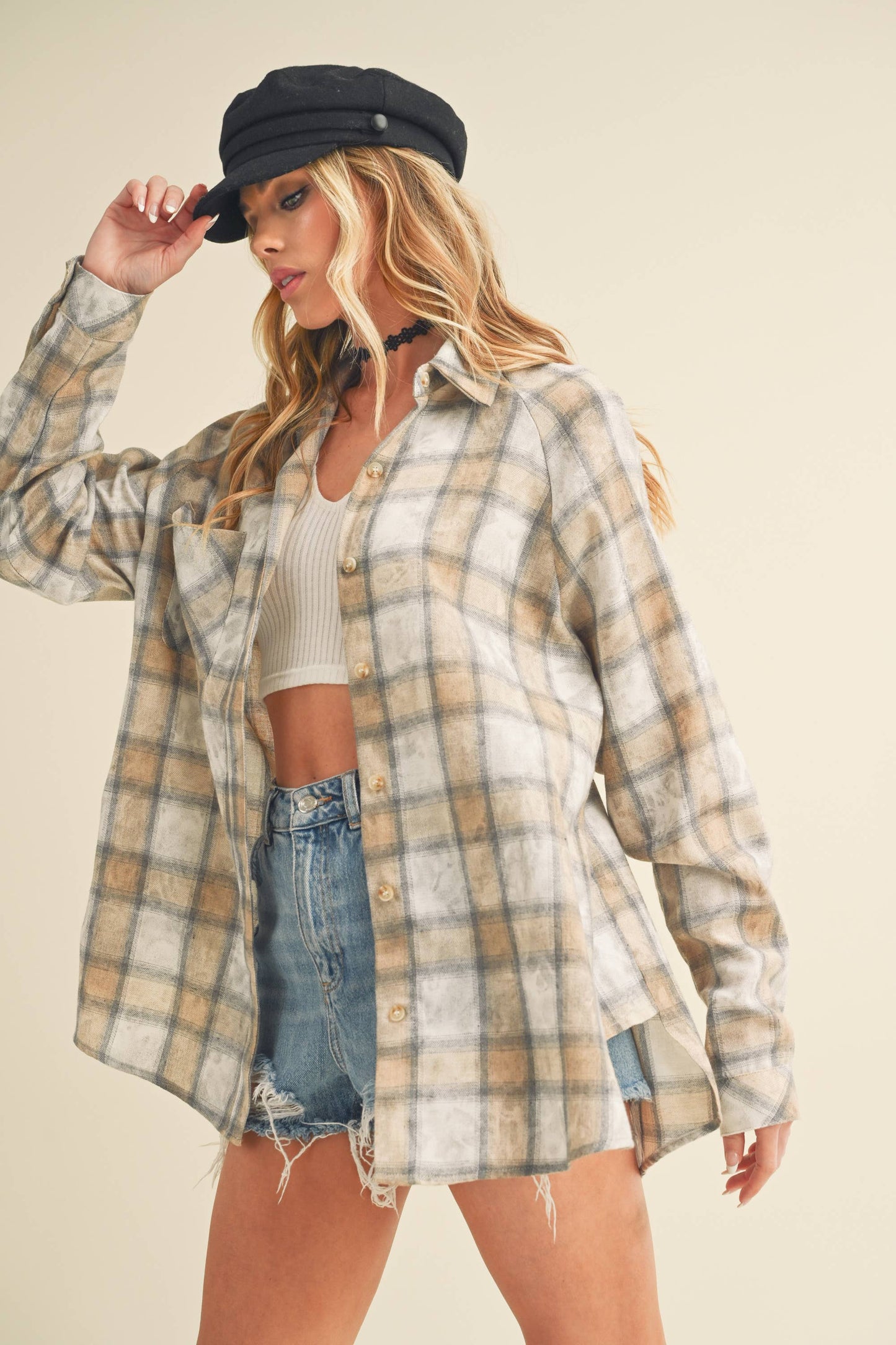 Laura Plaid Washed Flannel Shirt