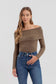 FOLD OVER OFF THE SHOULDER LONG SLEEVE KNIT TOP
