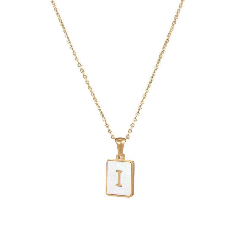 Square Initial 18K Gold-plated Stainless Steel Necklace -FGS