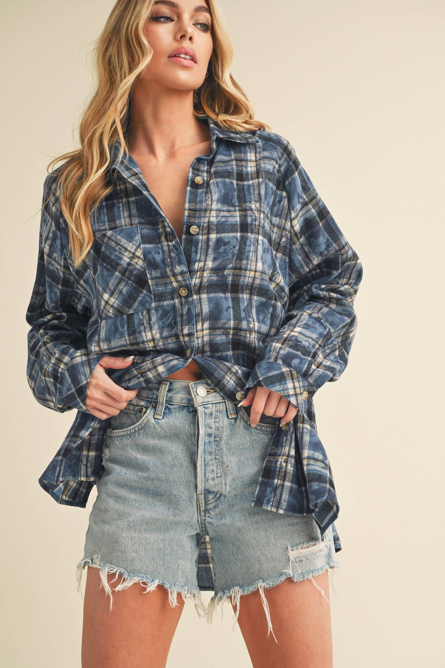 Laura Plaid Washed Flannel Shirt