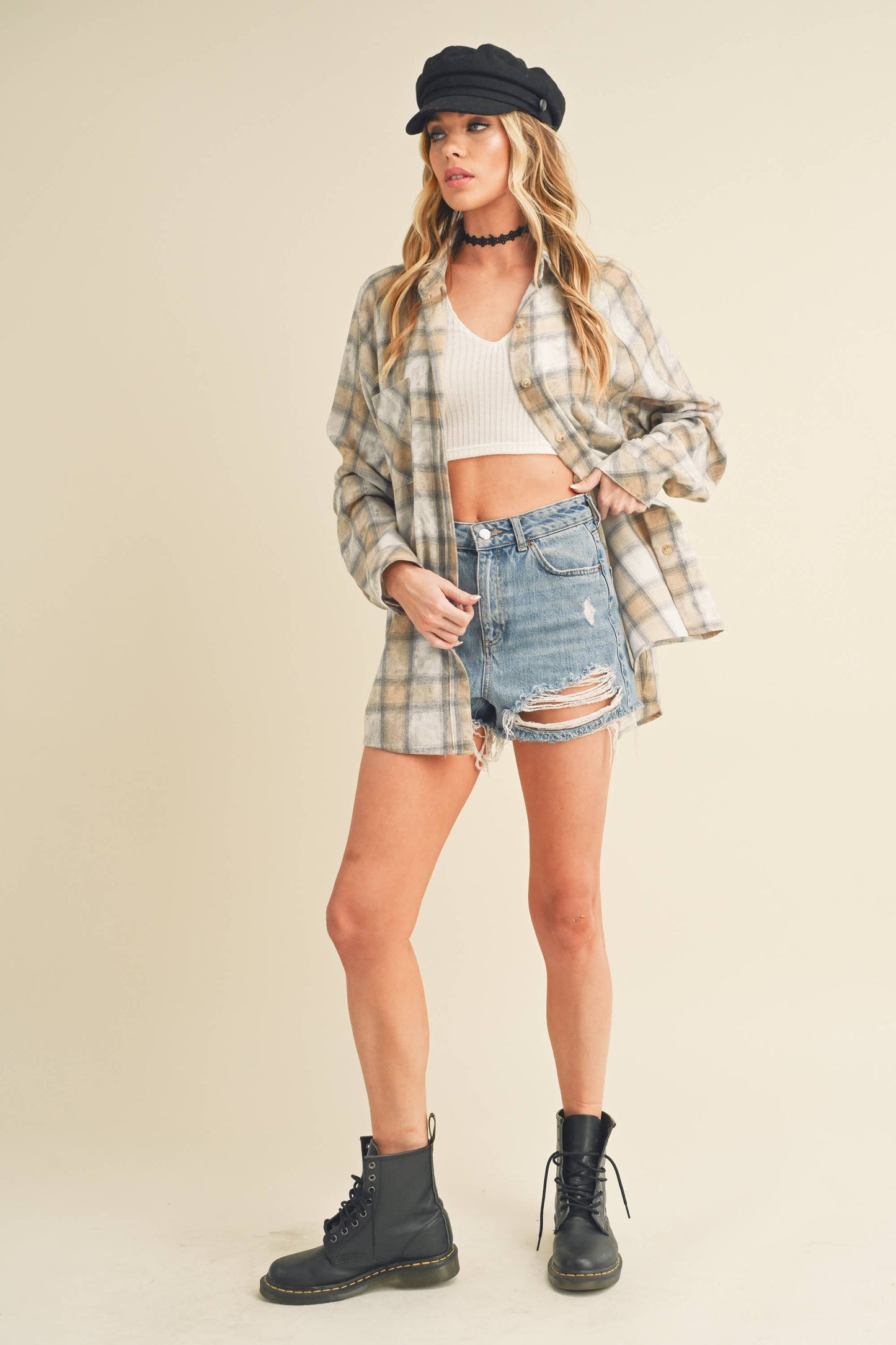 Laura Plaid Washed Flannel Shirt