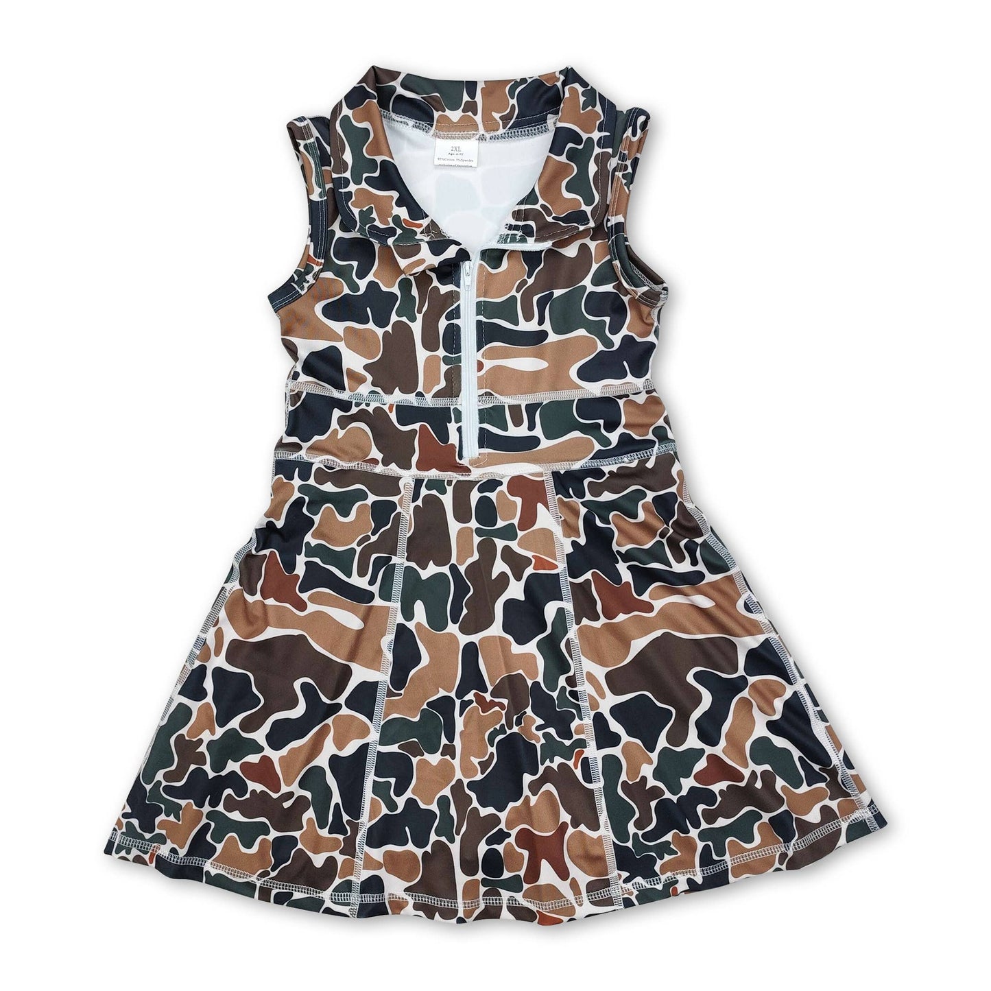 Black sleeveless zipper athletic dress with shorts