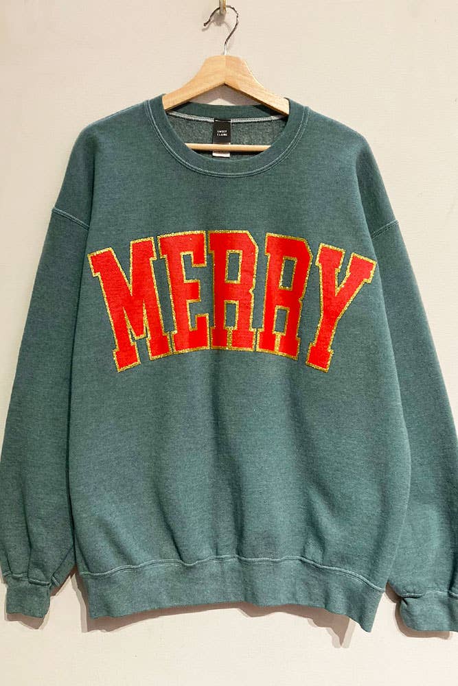 Best Selling Glitter Merry Holiday Sweatshirt