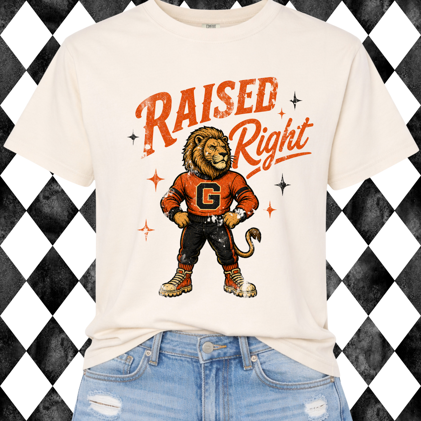 Retro Raised Right T-Shirt | Any Mascot • Any Color