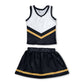 Sleeveless gold black top skirt girls team cheer active set
