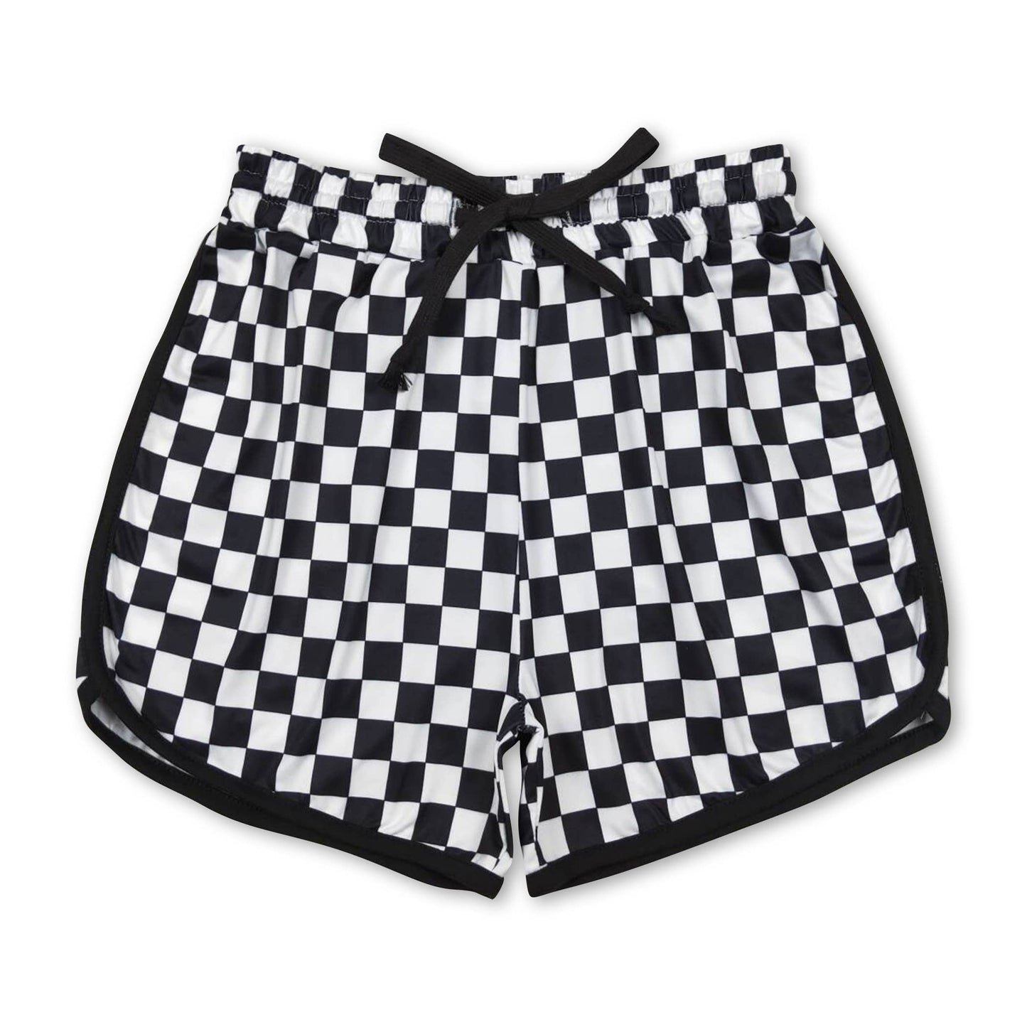 Black plaid baby girls summer shorts