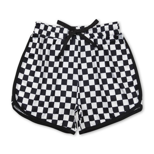 Black plaid baby girls summer shorts