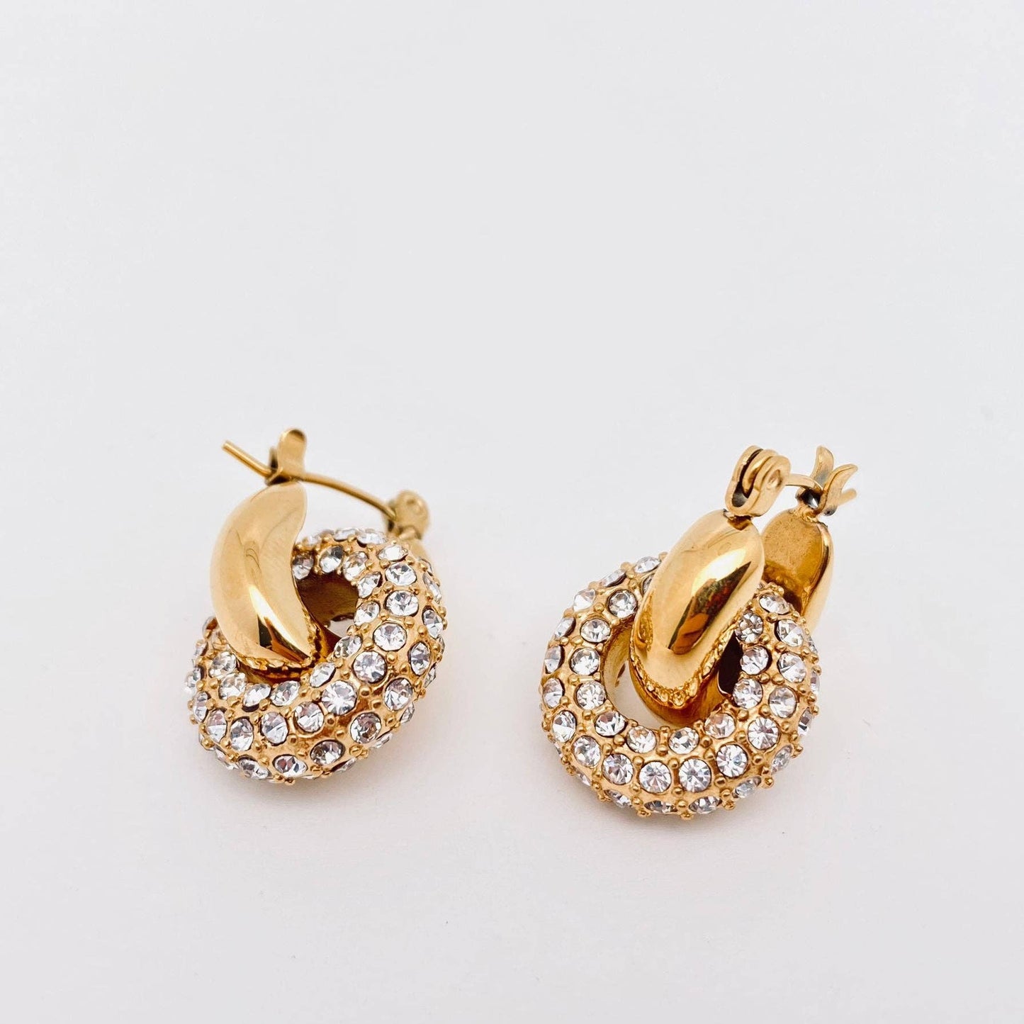 Cubic Zirconia Donut Design Huggie Earrings - FGS