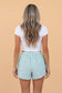 PRETTY BASH Stripe Ruffle Trim Shorts