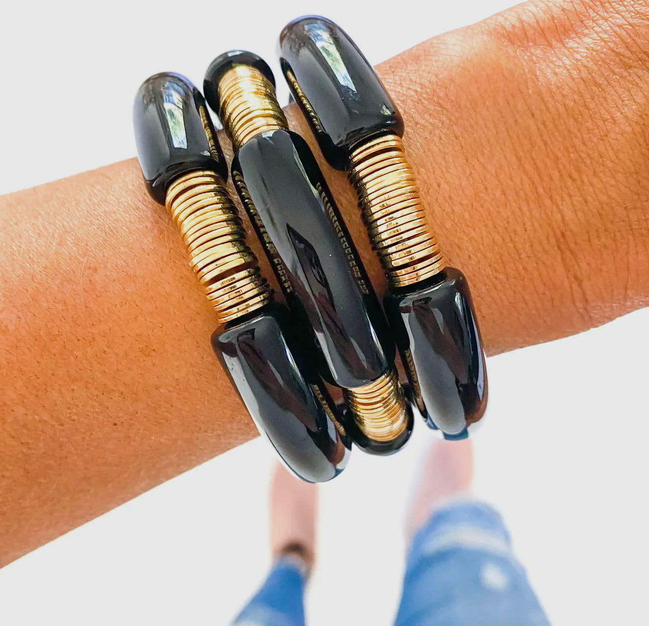 Black & Gold Tube Bracelet (1)