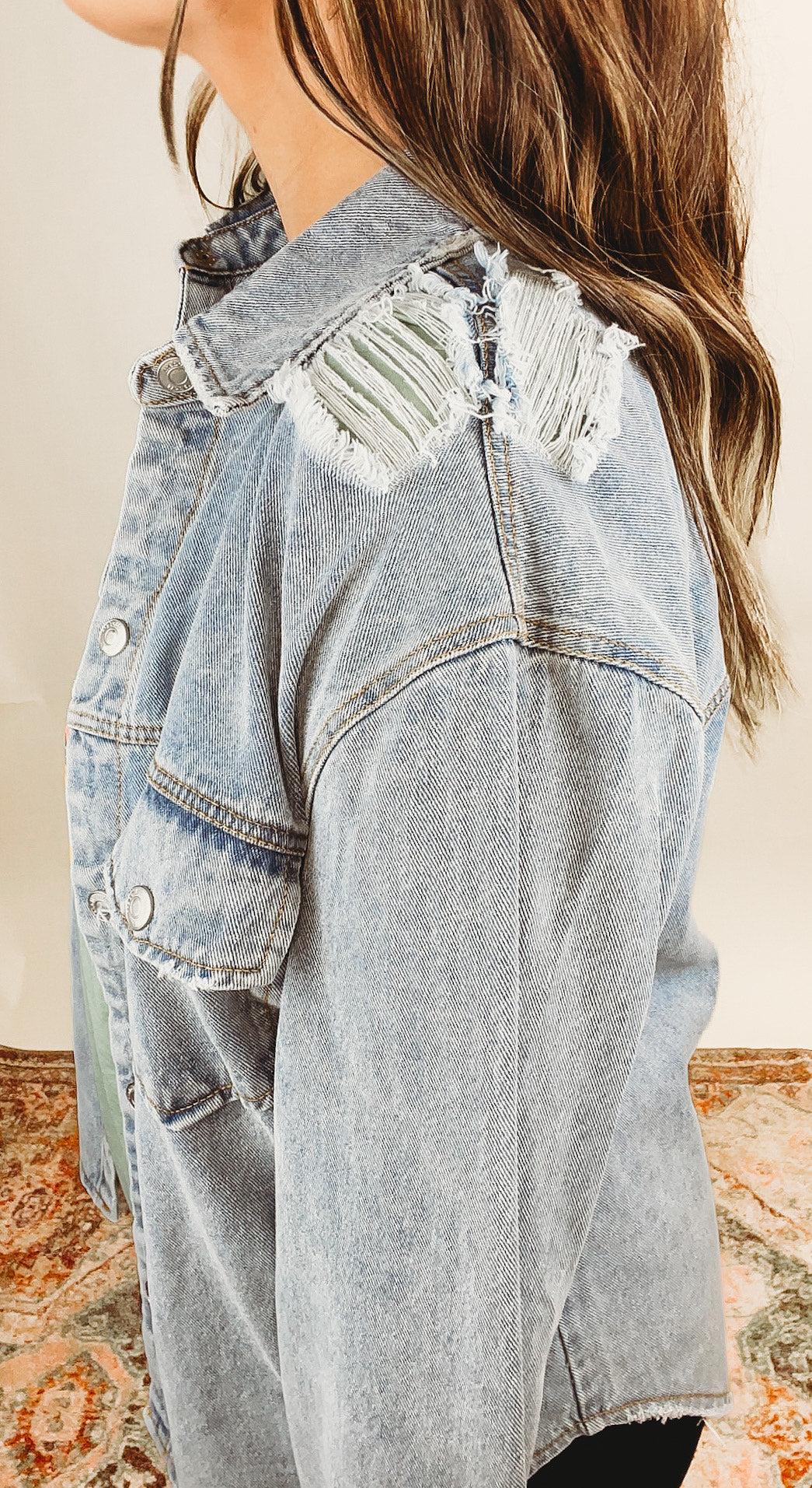 Go To Distressed Jean Jacket