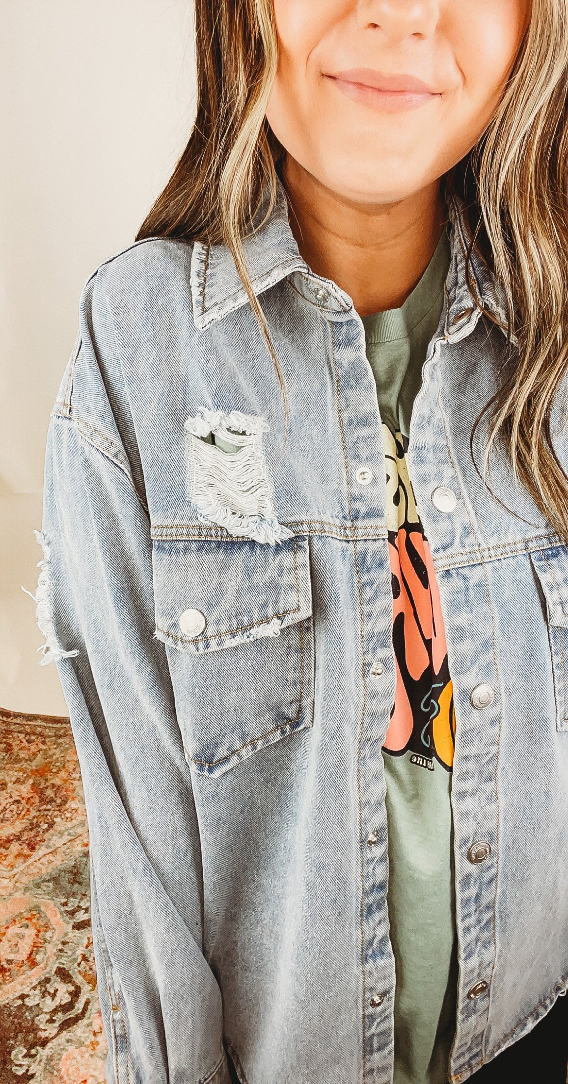 Go To Distressed Jean Jacket