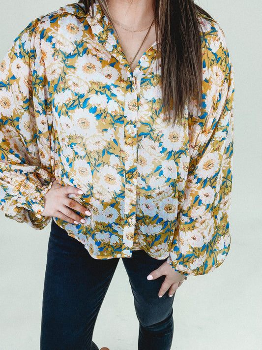 Mustard Floral Blouse